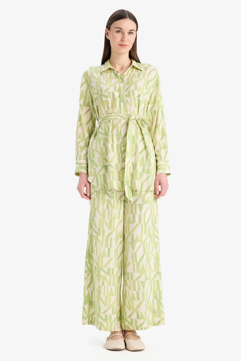 ديفاكتو Relax Fit Viscose Printed Long Sleeve Tunic