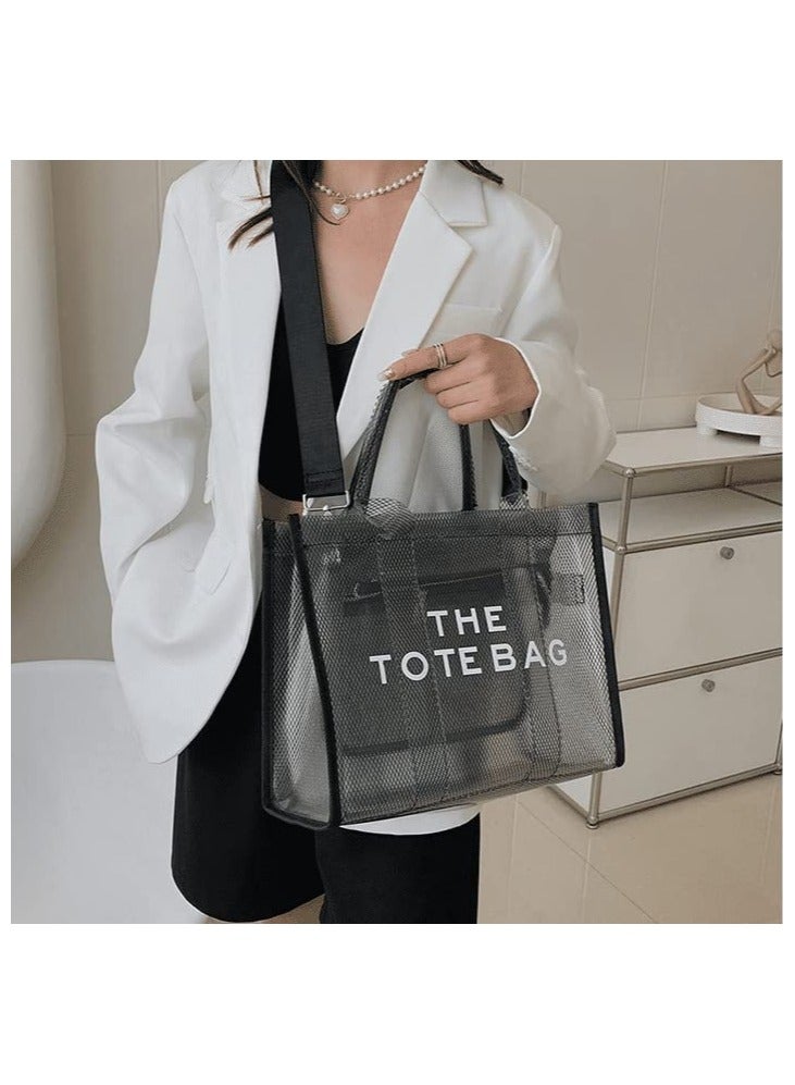 Zikra Tote Bag, Clear Tote Bag for Women, Plastic Tote Bag, Work Transparent Shoulder Handbag, Crossbody Beach Bag, PVC Travel Bag for Sports Games, Travel, Beach, Pool, Stadium - Image 1