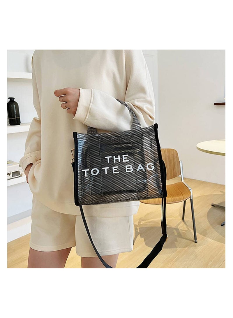 Zikra Tote Bag, Clear Tote Bag for Women, Plastic Tote Bag, Work Transparent Shoulder Handbag, Crossbody Beach Bag, PVC Travel Bag for Sports Games, Travel, Beach, Pool, Stadium - Image 3