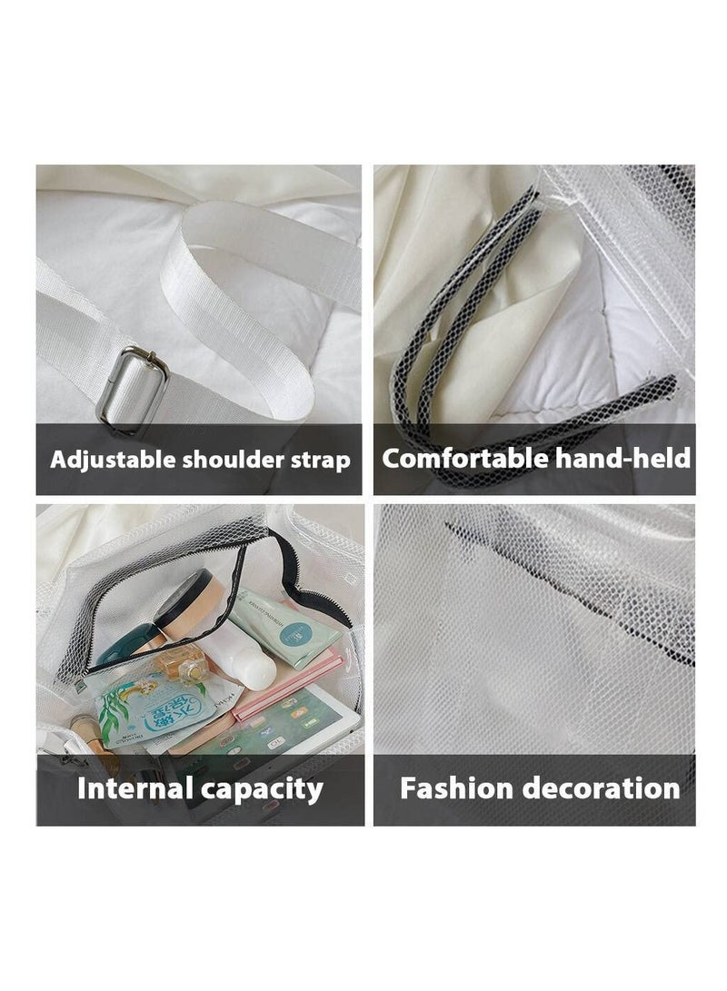 Zikra Tote Bag, Clear Tote Bag for Women, Plastic Tote Bag, Work Transparent Shoulder Handbag, Crossbody Beach Bag, PVC Travel Bag for Sports Games, Travel, Beach, Pool, Stadium - Image 4