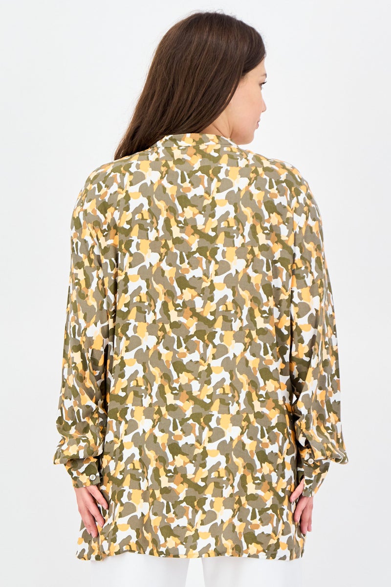 Fire & Glory Women Band Collar Long Sleeve Camouflage Shirt, Multcolor - Image 4