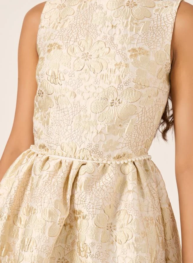 Styli Floral Jacquard Midi Dress