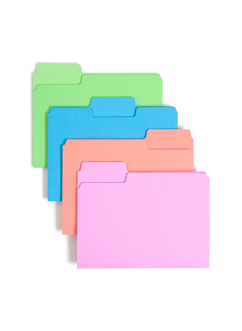 Smead Smead SuperTab File Folder, Oversized 1/3-Cut Tab, Letter Size, Assorted Bright Colors, 24 per Pack (11957)  - Image 1