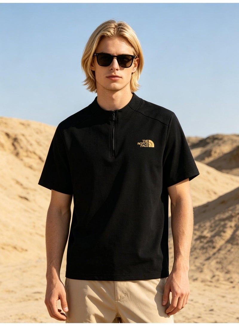 The North Face men and women with the same half zipper quick-drying T-shirt outdoor casual breathable sports short-sleeved shirt - Image 3