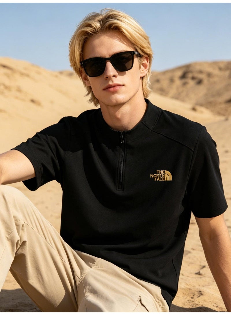 The North Face men and women with the same half zipper quick-drying T-shirt outdoor casual breathable sports short-sleeved shirt - Image 1