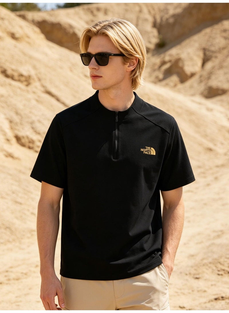 The North Face men and women with the same half zipper quick-drying T-shirt outdoor casual breathable sports short-sleeved shirt - Image 4