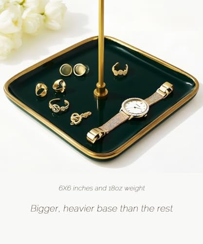 VROOMIUM Necklace Holder- Ceramic Base 1ft Height Jewelry Organizer Stand, Aesthetic Jewelry Hanger Display for Necklaces, Bracelets, Rings, Exhibidor de Collares-Elegant Green - Image 3