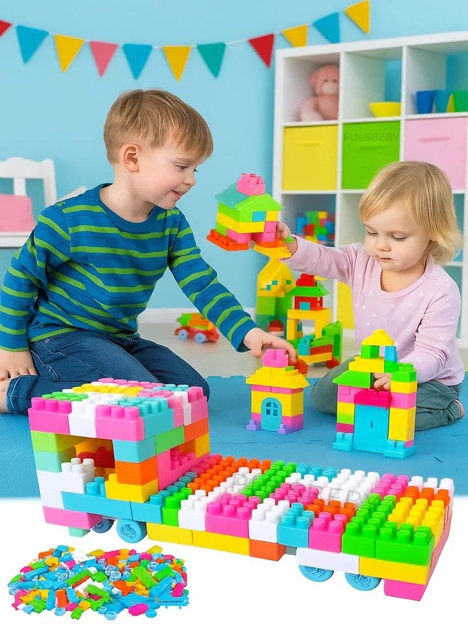 PULSBERY مجموعة مكعبات بناء قطار ملونة للأطفال، مجموعة ألعاب بناء تعليمية إبداعية للأطفال الصغار والتعلم المبكر، ألعاب أطفال (200 قطعة) - Image 5