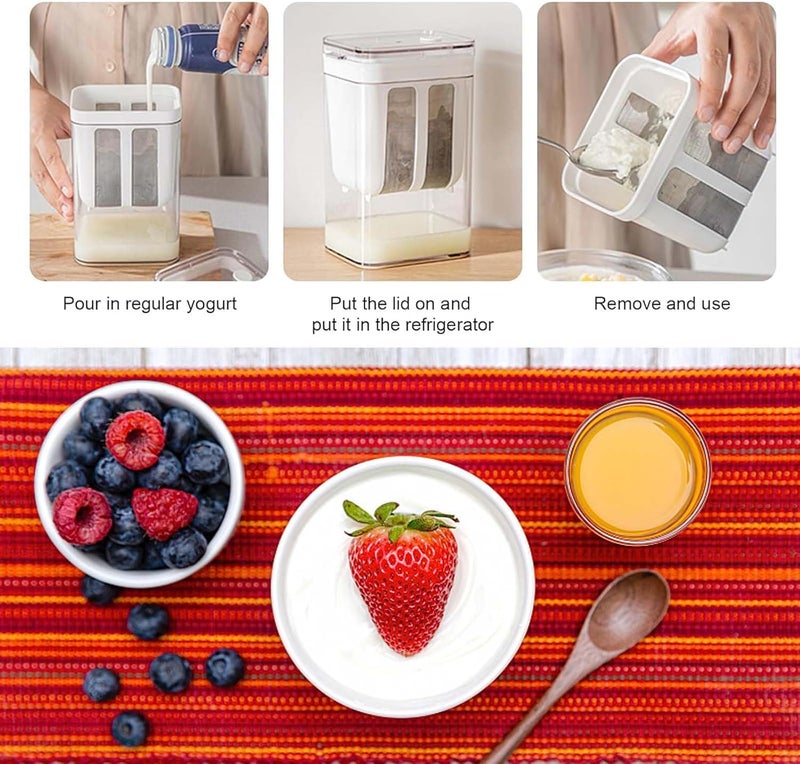 TASMAX Hung Curd Maker Yogurt Filter Strainer Box, Yogurt Strainer for Dahi, Fine Mesh Strainers with Lid 1100ml for Making Thick Greek Yogurts, Soybean Milk, Kefir - Image 5