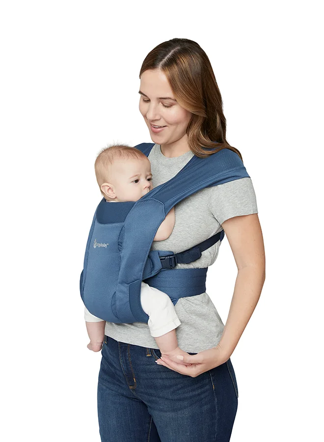 ergobaby Embrace Soft Air Mesh Ergonomic Baby Carrier For Newborns From Birth, Ergonomic 2 - Position Belly Carrier Front Carrier - Blue