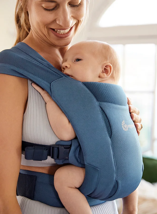 ergobaby Embrace Soft Air Mesh Ergonomic Baby Carrier For Newborns From Birth, Ergonomic 2 - Position Belly Carrier Front Carrier - Blue