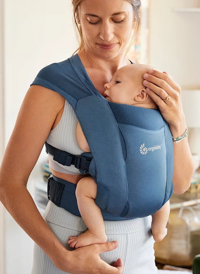 ergobaby Embrace Soft Air Mesh Ergonomic Baby Carrier For Newborns From Birth, Ergonomic 2 - Position Belly Carrier Front Carrier - Blue