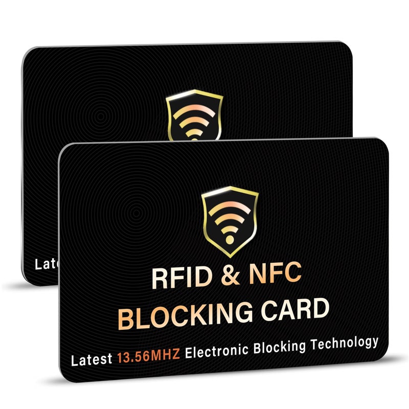 SaiTech IT 2 Pack RFID Blocking Card, One Card Protects Entire Wallet Purse, NFC Contactless Bank Debit Credit Card Protector ID ATM Guard Card Blockerâ€“(Black) - Image 1