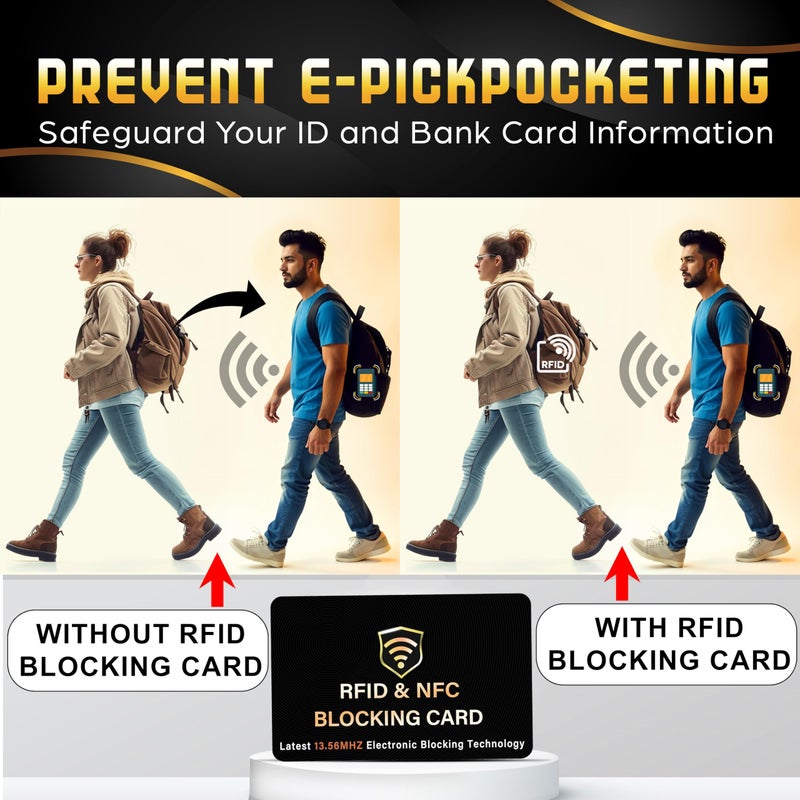 SaiTech IT 2 Pack RFID Blocking Card, One Card Protects Entire Wallet Purse, NFC Contactless Bank Debit Credit Card Protector ID ATM Guard Card Blockerâ€“(Black) - Image 3