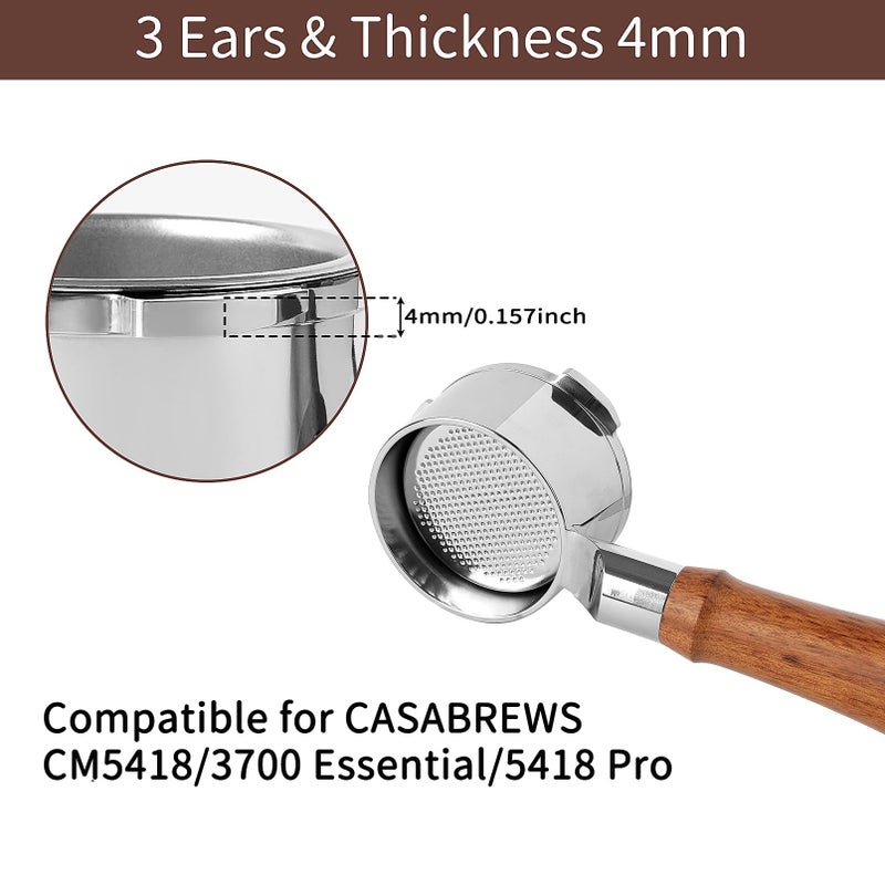 fogkay 51mm Bottomless Portafilter for CM5418, 3 Ears Portafilter with 51mm Puck Screen Compatible for CASABREWS Espresso Machine CM5418, 3700Essential and 5418Pro, Stainless Steel Filter Holder and Filter - Image 4