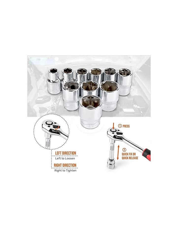 Screwdriver Set Mechanic Tool Set 12pcs 1/4 Inch Socket Wrench Set