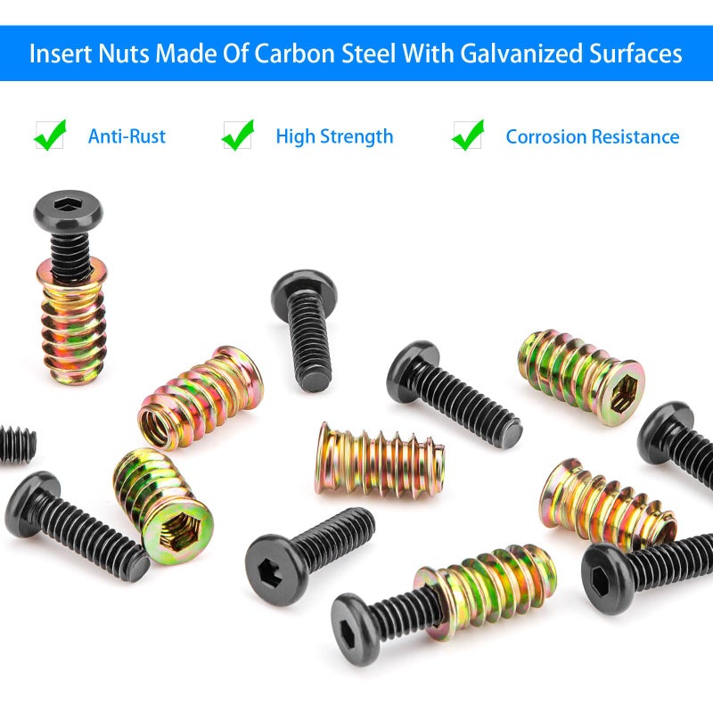 Ofiswadi 35 Sets 1/4-20 Threaded Inserts for Wood - 19/32" Length Heavy Duty Inserts with Hex Key (Includes 35pcs 1/4-20 x 3/4" Mounting Screws and 2pcs Hex Key) - Image 4