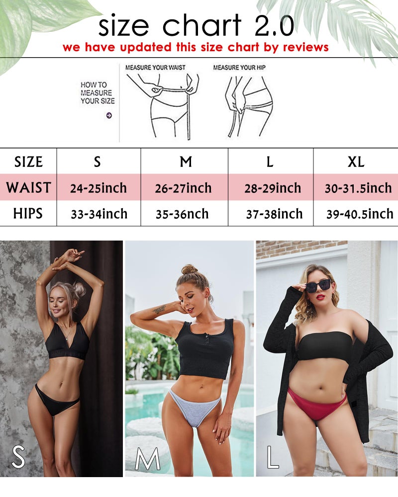 FINETOO 6 Pack String Underwear for Women Cotton High Cut Stretch Breathable Low Rise Hipster Cheeky Bikini Panties S-XL - Image 5