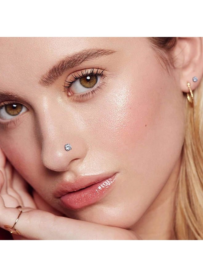 LFZFCXCYou 12 Pcs Gold/Silver Surgical Steel Nose Rings Studs Set for Women 20G Nose Piercing Stud 14K Gold Nose Studs Set Jewelry for Women Men Nose Piercings Jewelry Gift Piercing Jewelry, 12 Pcs - Image 3