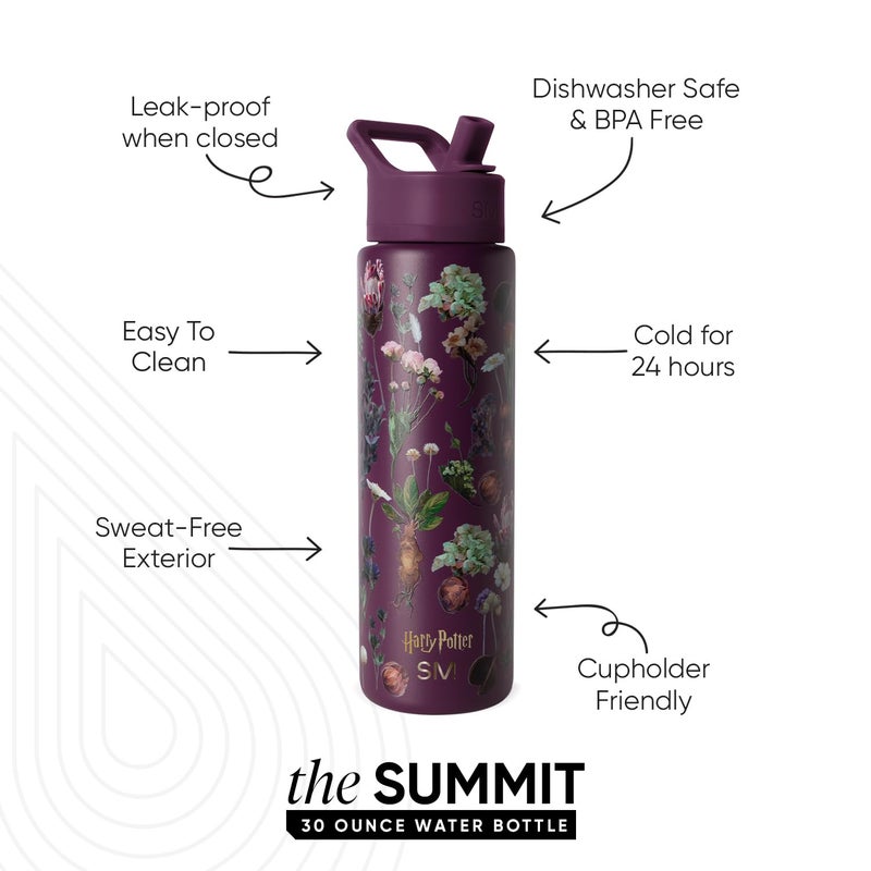Simple Modern Summit Water Bottle with Straw Lid | Harry Potter 30oz Leak Proof Stainless Steel Insulated Cup | Gifts for Her Him | Harry Potter Herbology - Image 2
