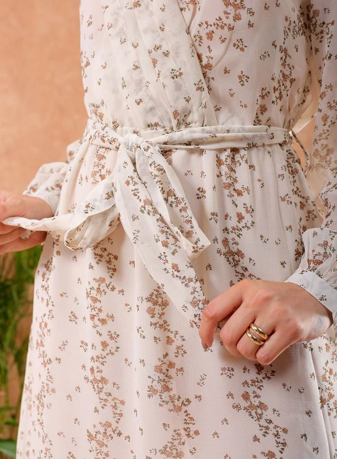 مرفوعة Women Flared Casual Ditsy Print Dress