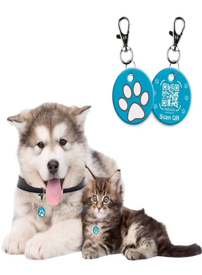 tag8 QR Code ID Tag for Dogs & Cats, Real-Time Scan Alerts, Online Pet Info Access, No Subscription or Fees, Durable Pet Tag for Collars - Blue - Image 2