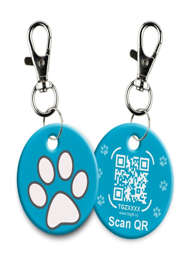 tag8 QR Code ID Tag for Dogs & Cats, Real-Time Scan Alerts, Online Pet Info Access, No Subscription or Fees, Durable Pet Tag for Collars - Blue - Image 1