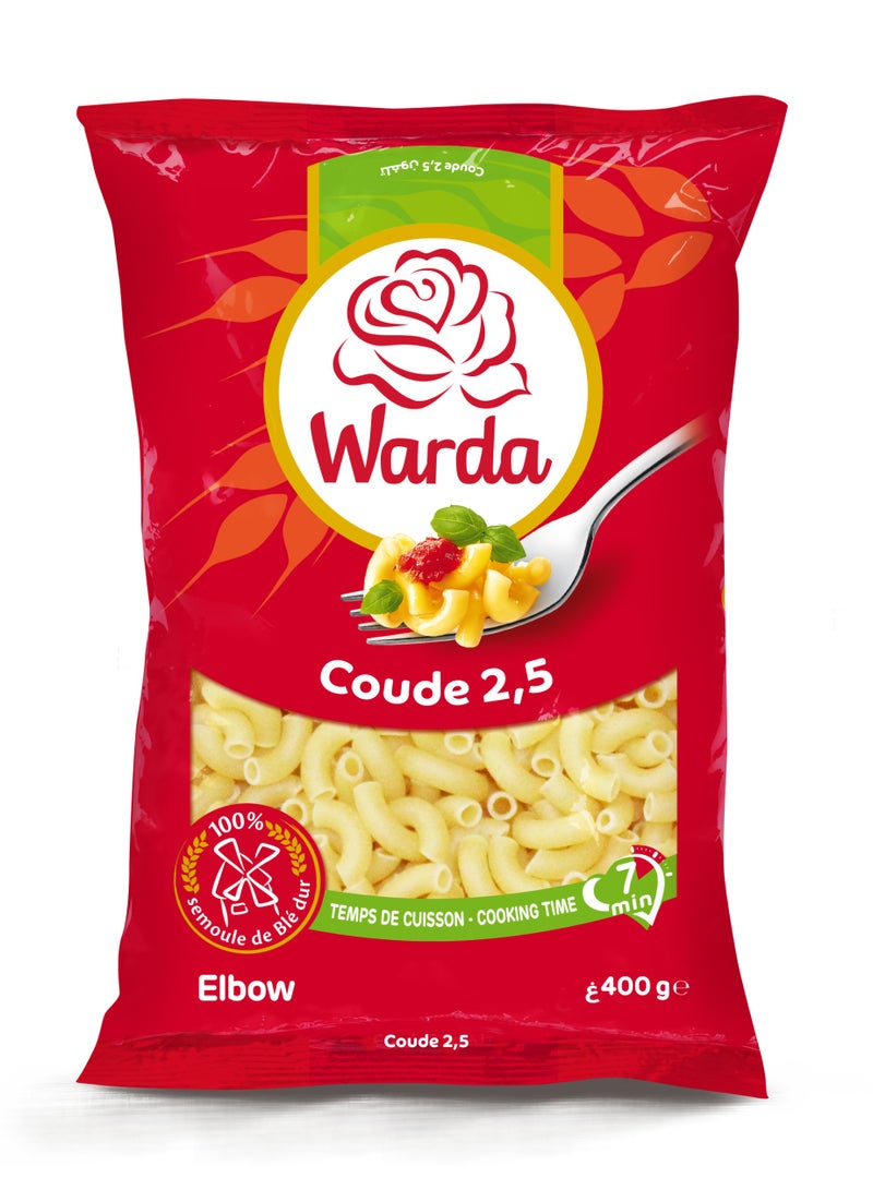 WARDA Elbow Macaroni Pasta 400g | Durum Wheat Semolina Coude Corni for Pasta Salad & Baked Dishes