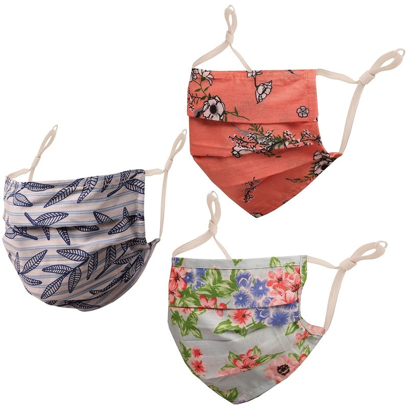 Touchstone Indian Heritage Fabric Adjustable filter pocket nose bridge double layer anti-pollution smog smoke cold cough protective cotton face mask reusable washable for men, women. - Image 1