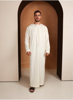 ييجو من مريم Kandora Yassir – Ivory White Emirati Kandora | Thobe – Soft Satin Blend | Classic & Breathable Traditional Wear. Mens Thobes  - Image 1