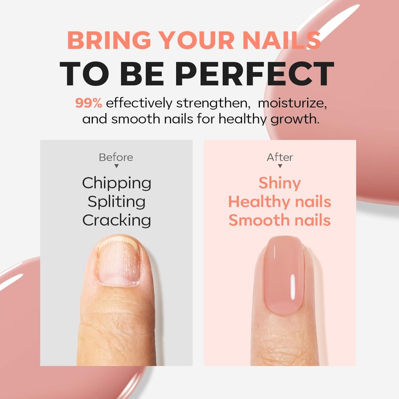 modelones Nail Strengthener and Growth Nail Hardener Extra Strong and Growth Nude Nail Polish Nail Repair for Damaged Nails Strengthening Polish Ridge Filler for Nails 15ml - Image 3