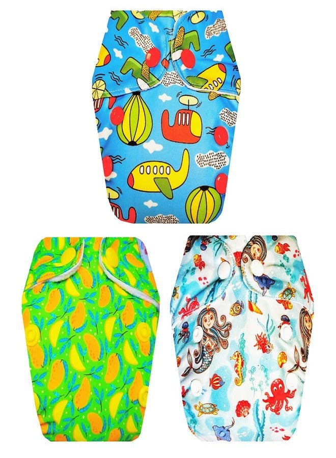 حفاضات قماشية فاخرة من دمبلدو للأطفال حديثي الولادة مع حشوة داخلية (عبوة من 3 قطع) | ملائمة تمامًا | مانعة للتسرب | سريعة الجفاف | مناسبة للارتداء طوال اليوم | من 0 إلى 4 أشهر | للجنسين - Image 1