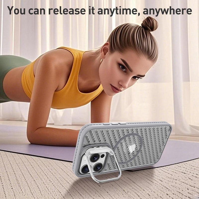 erorex For iPhone 11 O-Shape Hollow Cooling Lens Holder MagSafe Phone Case(Black) - Image 4