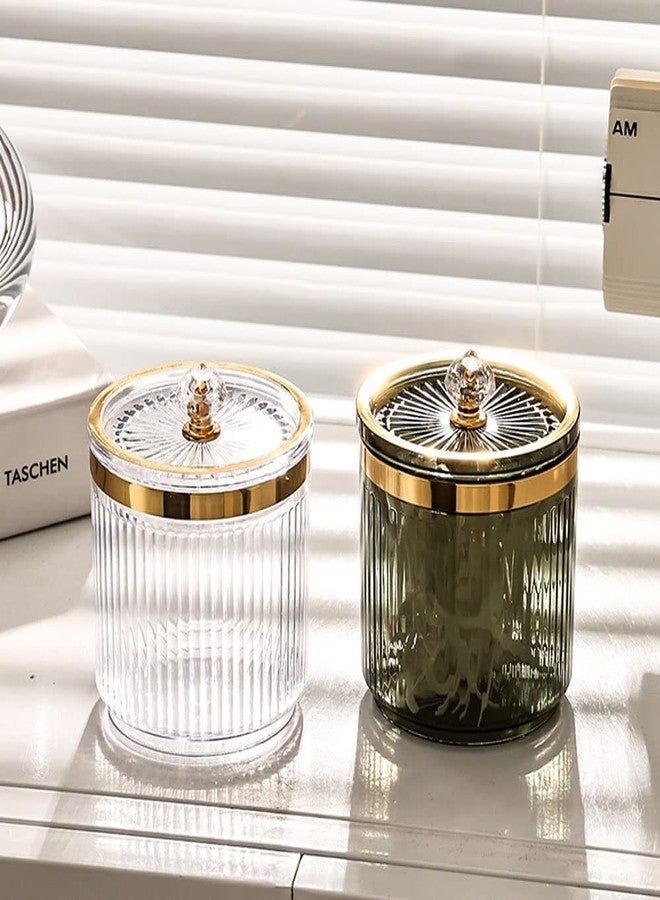 RockTrend Plastic Cotton Swab Ball Box Pad Holder Floss Organizer Box Clear Container Dispenser-Green - Image 5