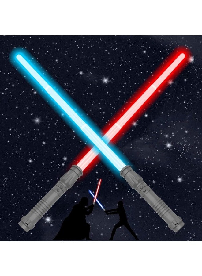 Light Sabers for Kids,2Pcs Lightup Saber Set,7 Colors Lightsabers Toy, 2-in-1 Dual Light Sword with FX Sound (Motion Sensitive),Retractable Light Up Sabers - Image 1