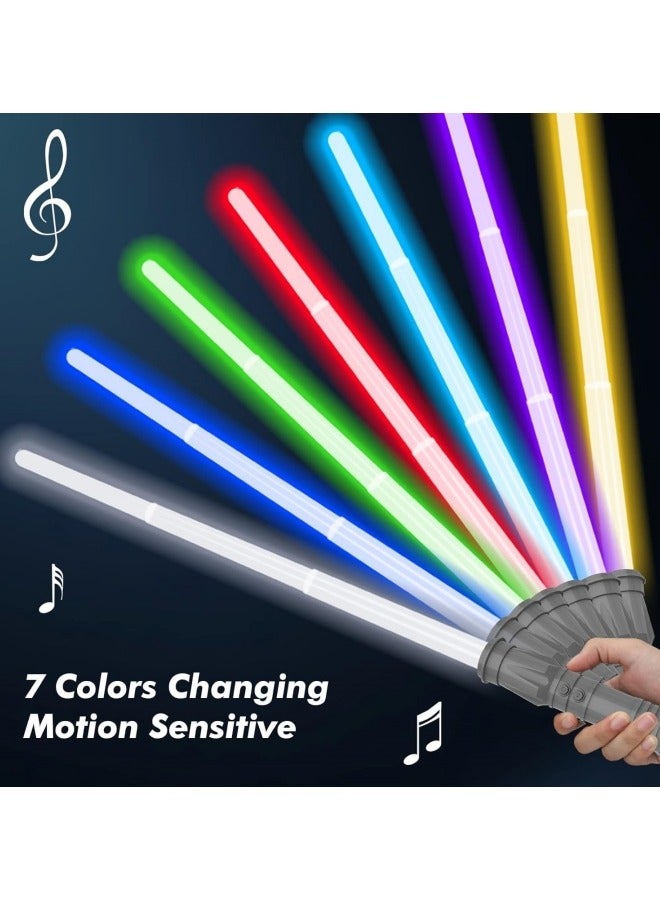 Light Sabers for Kids,2Pcs Lightup Saber Set,7 Colors Lightsabers Toy, 2-in-1 Dual Light Sword with FX Sound (Motion Sensitive),Retractable Light Up Sabers - Image 3