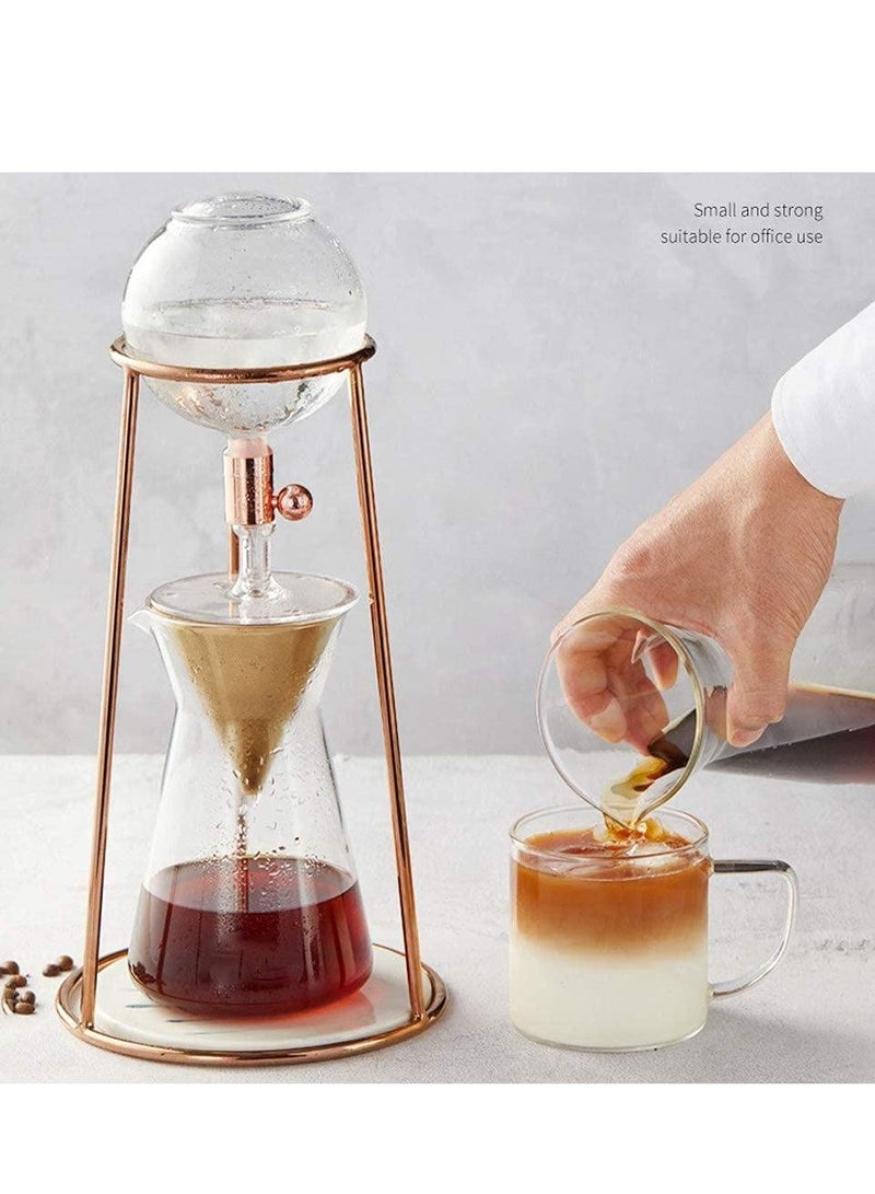 زيروهيرو صانع القهوة بالتقطير البارد ZeroHero Mini Ice Drip Coffee Maker - برج التقطير البارد بسعة 400 مل - مع صمام تقطير قابل للتعديل، لتحضير القهوة الباردة، الشاي والشاي بالفواكه في المنزل أو المكتب. يشمل ملعقة قياس وعبوة أوراق ترشيح. (باللون الذهبي الوردي/الفضي/الأبيض) - Image 4