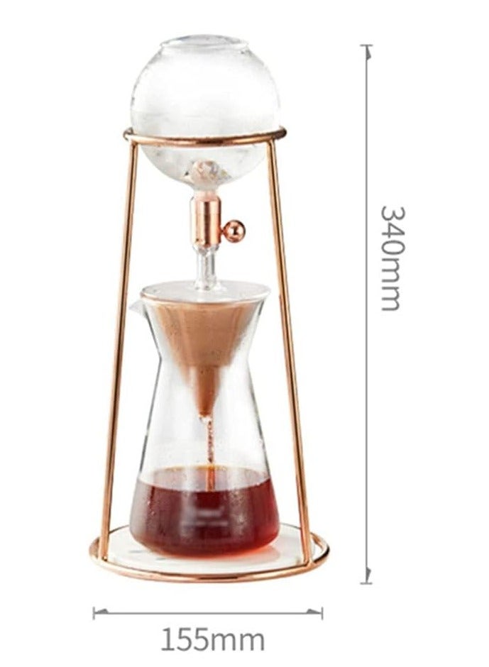 زيروهيرو صانع القهوة بالتقطير البارد ZeroHero Mini Ice Drip Coffee Maker - برج التقطير البارد بسعة 400 مل - مع صمام تقطير قابل للتعديل، لتحضير القهوة الباردة، الشاي والشاي بالفواكه في المنزل أو المكتب. يشمل ملعقة قياس وعبوة أوراق ترشيح. (باللون الذهبي الوردي/الفضي/الأبيض) - Image 5