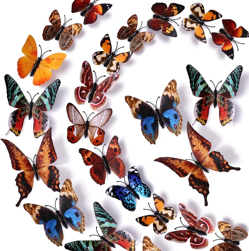LiveGallery 72 PCS Brown Removable 3D DIY Beautiful Butterfly Wall Decals Colorful Butterflies Art Decor Wall Stickers Murals for Kids Baby Boy Girls Bedroom Classroom Offices Brown - Image 1