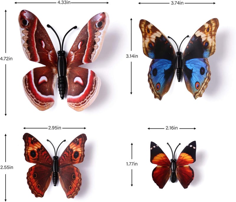 LiveGallery 72 PCS Brown Removable 3D DIY Beautiful Butterfly Wall Decals Colorful Butterflies Art Decor Wall Stickers Murals for Kids Baby Boy Girls Bedroom Classroom Offices Brown - Image 3