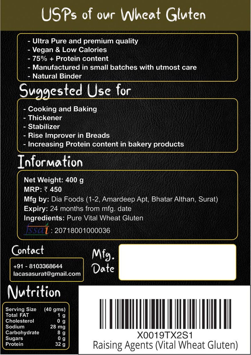 La Casa Premium Vital Wheat Gluten | 75% + Protein | Unbleached & Natural | 400g | - Image 5