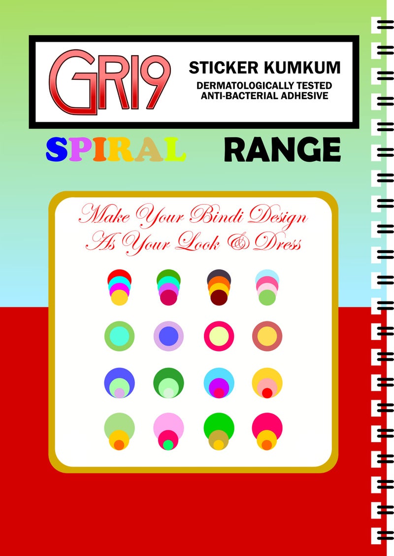 GRI9 960 Multicolour Bollywood Forehead Stickers Adhesive Body Jewel 10 Page Book of Different Sized Tattoo Bindi Round Dot Circle (960 PC Bindi Book) - Image 4