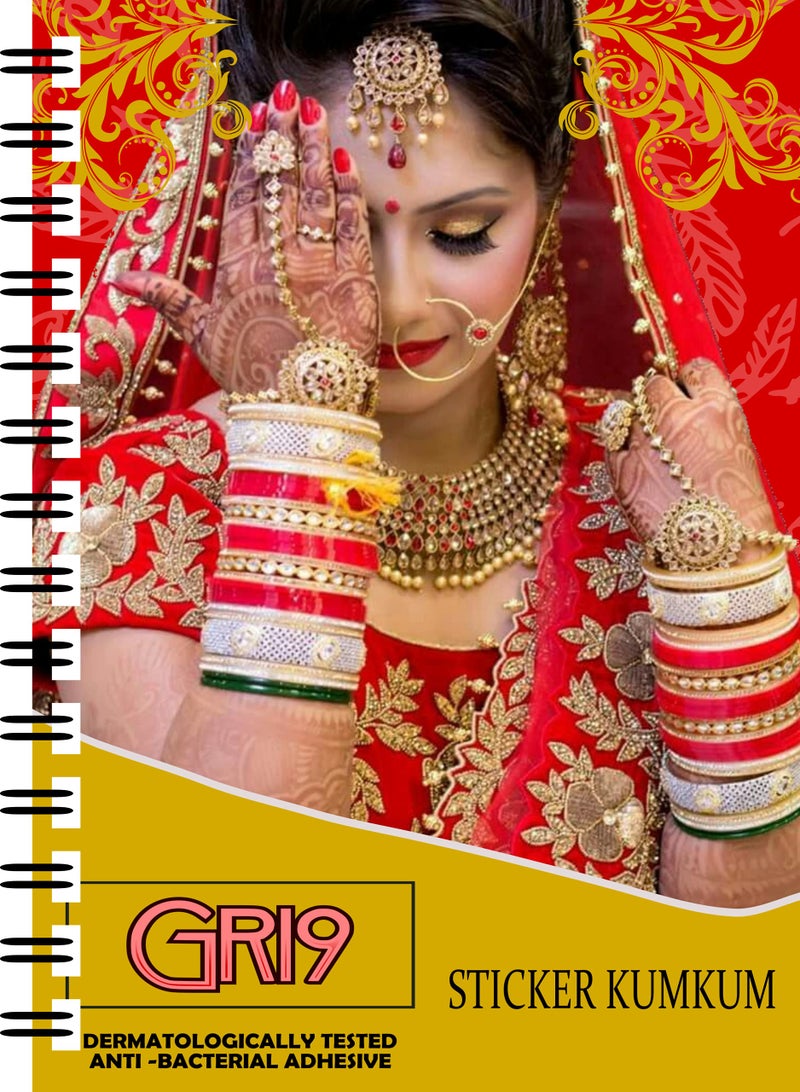 GRI9 960 Multicolour Bollywood Forehead Stickers Adhesive Body Jewel 10 Page Book of Different Sized Tattoo Bindi Round Dot Circle (960 PC Bindi Book) - Image 5