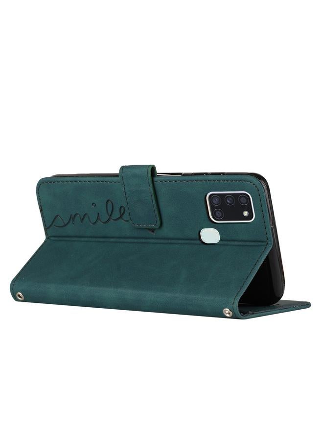 S-TOP Case For Samsung Galaxy A21S Skin Feel Heart Pattern Leather Phone Case - Image 4