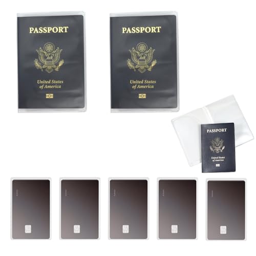 Anzailala 2 Passport Cover For Men Women Passport Holder Transparent Waterproof Passport Protector With 5 Card Sleeves (2 Passport Cover + 5 Card Sleeves, Polyvinyl Chloride) - Image 1