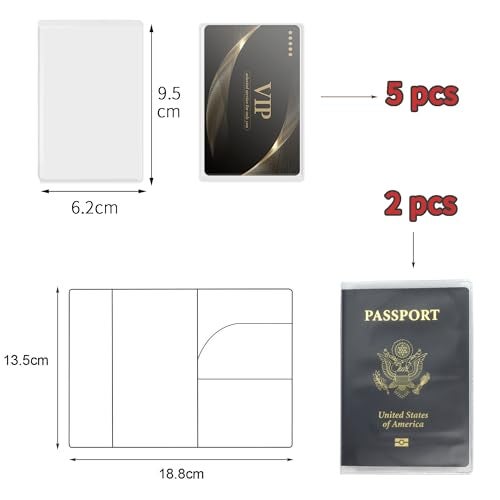 Anzailala 2 Passport Cover For Men Women Passport Holder Transparent Waterproof Passport Protector With 5 Card Sleeves (2 Passport Cover + 5 Card Sleeves, Polyvinyl Chloride) - Image 2