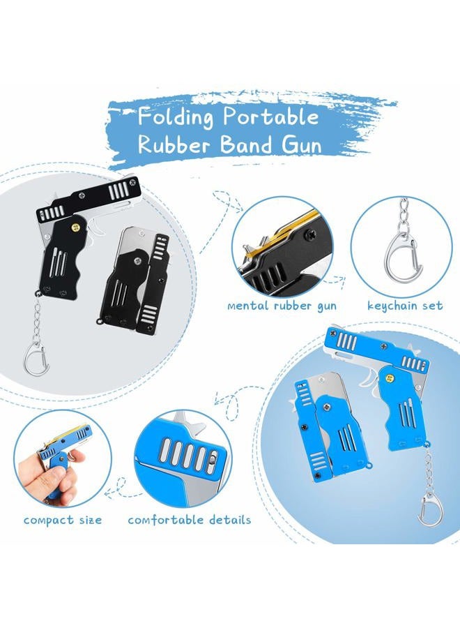 Gejoy 3-Piece Rubber Band Gun Set: Easy Load, Foldable, Handmade Toy Guns with Keychain & 120 Elastic Bands - Image 3