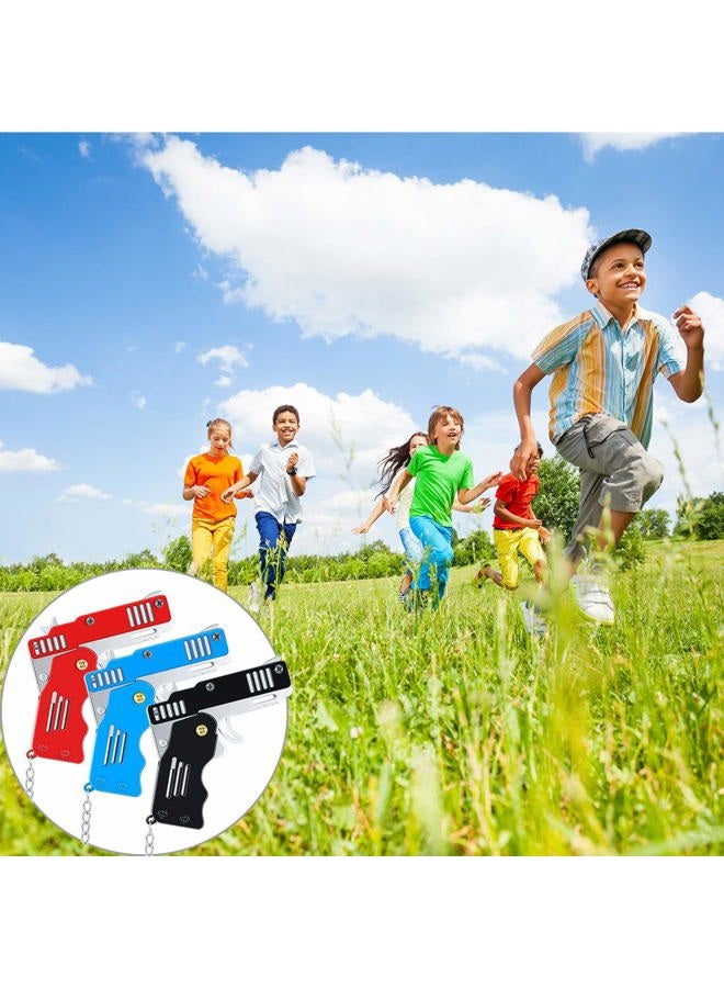 Gejoy 3-Piece Rubber Band Gun Set: Easy Load, Foldable, Handmade Toy Guns with Keychain & 120 Elastic Bands - Image 5