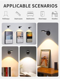 Bukela Rechargeable LED Wall Light with 360° Rotation - Battery-Powered Stick-On Picture Lighting for Art Displays, Bedrooms & Hallways (No Wiring Needed)  - Image 5