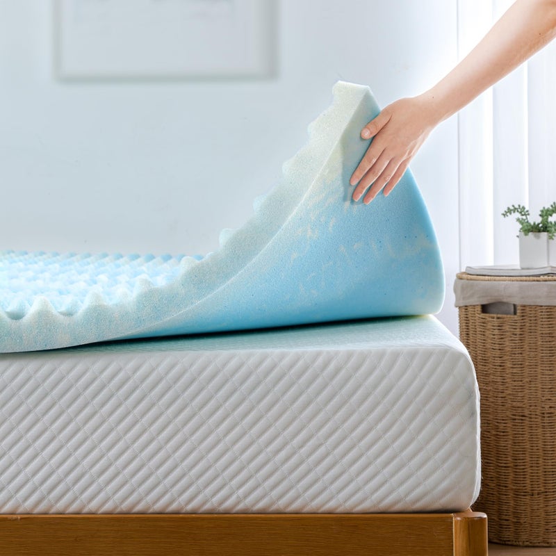 ZINUS 2 Inch Swirl Gel Cooling Memory Foam Mattress Topper Smaller More Convenient WonderBox Packaging Cooling Airflow Design CertiPURUS Certified Queen